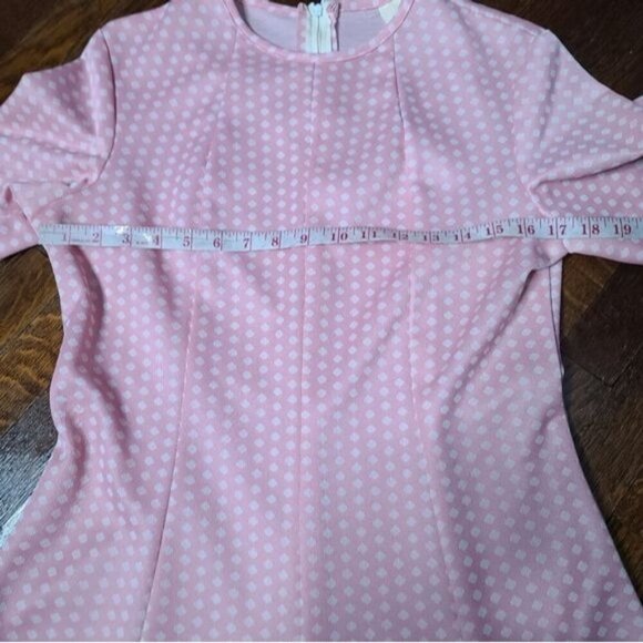 Vintage 60s Mod Pink White Polka Dot Pinup Rockabilly Dress - Picture 8 of 15